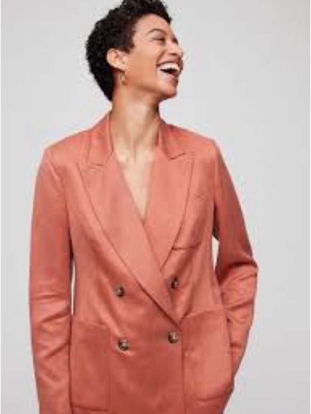 Wilfred Remie Pink Lightweight Drape Double Breasted Blazer Jacket Size 6